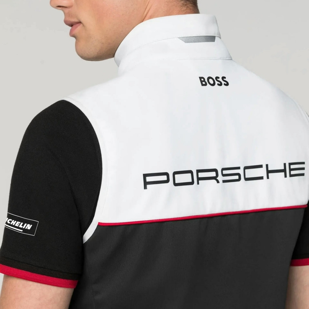 BOSS Porsche Motorsport Men's Black and White Vest